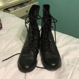 black combat boots